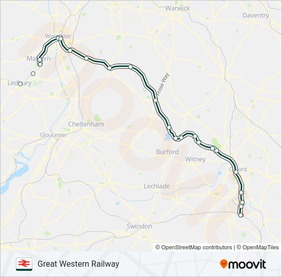 GREAT WESTERN RAILWAY train Line Map