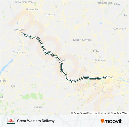GREAT WESTERN RAILWAY Train Line Map