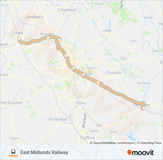 EAST MIDLANDS RAILWAY Bus Line Map