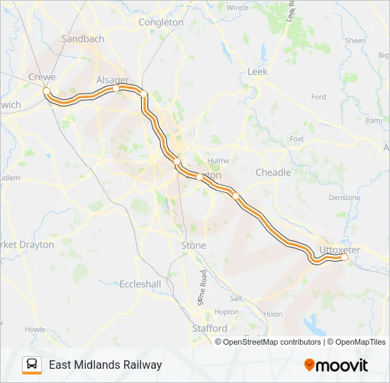 EAST MIDLANDS RAILWAY Bus Line Map