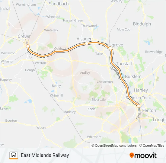 EAST MIDLANDS RAILWAY Bus Line Map