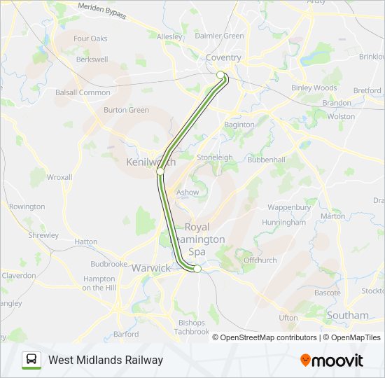 WEST MIDLANDS RAILWAY Bus Line Map