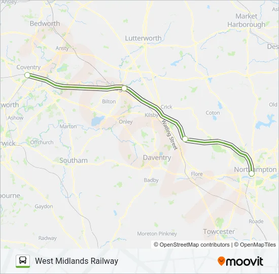 WEST MIDLANDS RAILWAY Bus Line Map