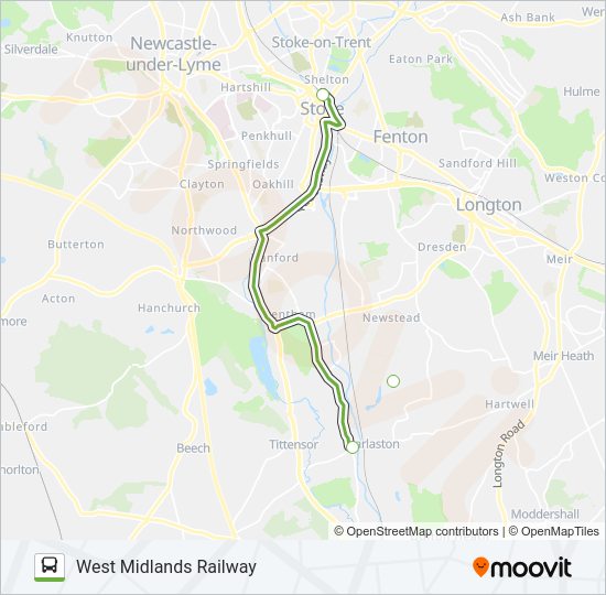 WEST MIDLANDS RAILWAY bus Line Map