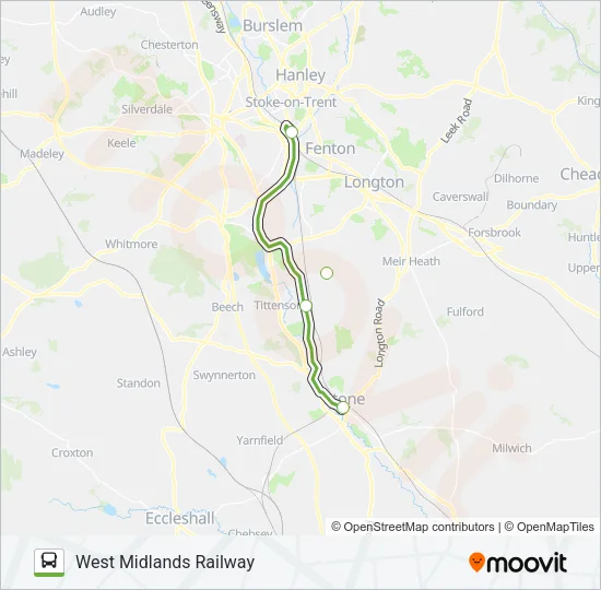 WEST MIDLANDS RAILWAY Bus Line Map