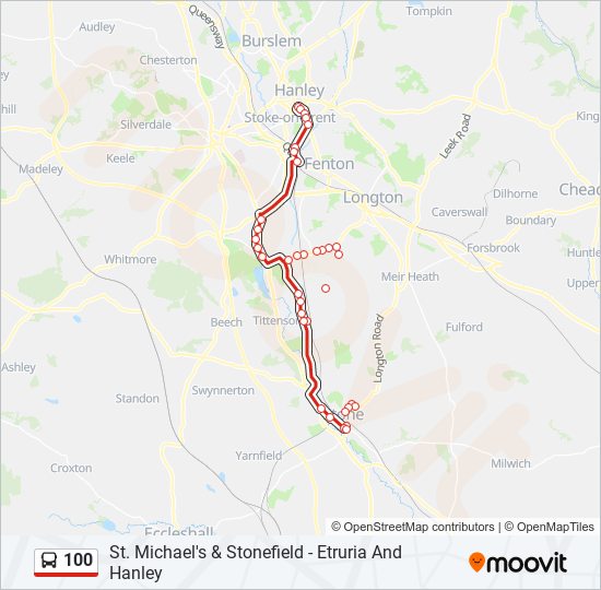 Bus 100 Route Map 100 Route: Schedules, Stops & Maps - Hanley (Updated)