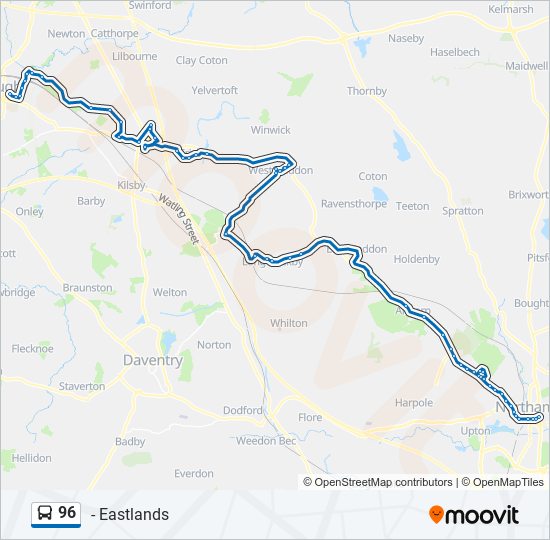 96 Route: Schedules, Stops & Maps - Northampton (Updated)