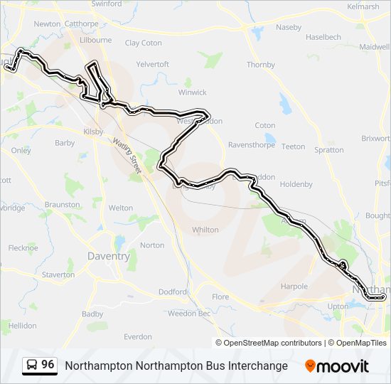 96 Bus Line Map
