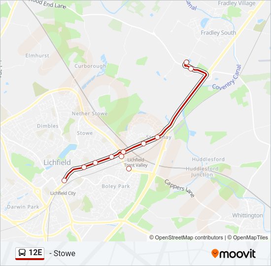 12E Bus Line Map