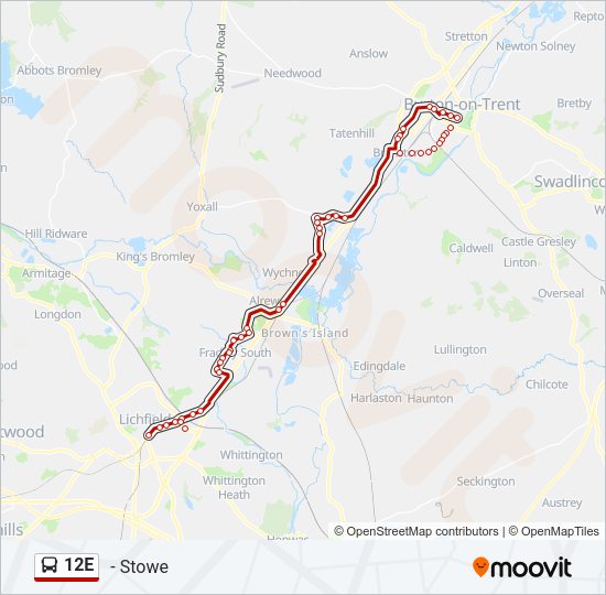 12E Bus Line Map