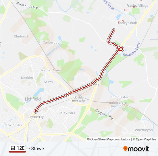12E Bus Line Map