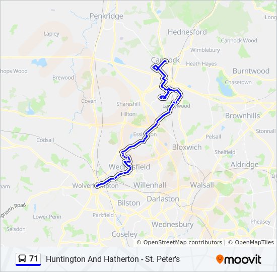 Bus 71 Route Map 71 Route: Schedules, Stops & Maps - Cannock Town Centre (Updated)