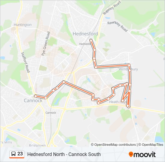 Bus 23 Route Map 23 Route: Schedules, Stops & Maps - Hednesford (Updated)