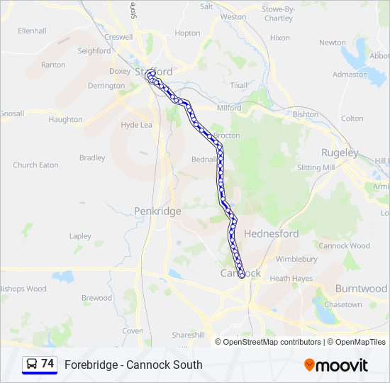 74 Route: Schedules, Stops & Maps - Cannock Town Centre (Updated)