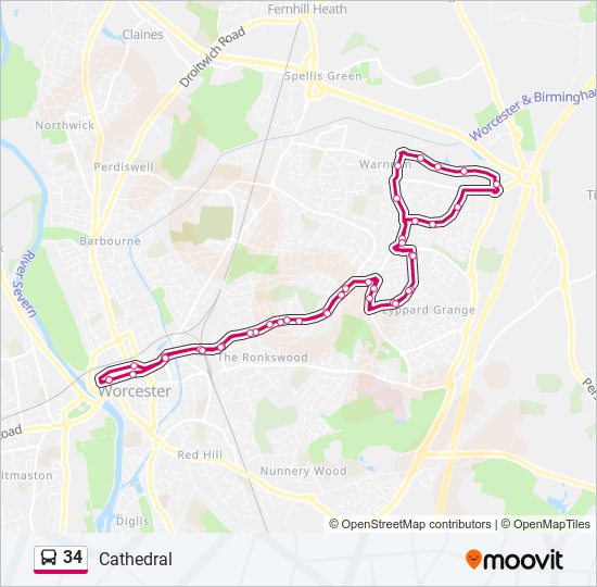 34 bus Line Map