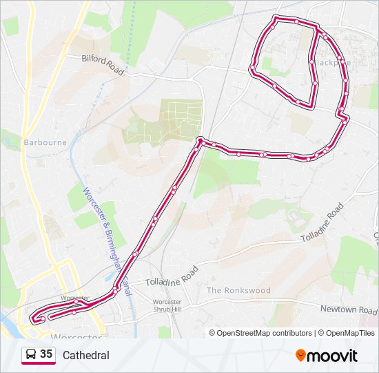 Bus 35 Route Map 35 Route: Schedules, Stops & Maps - Warndon (Updated)