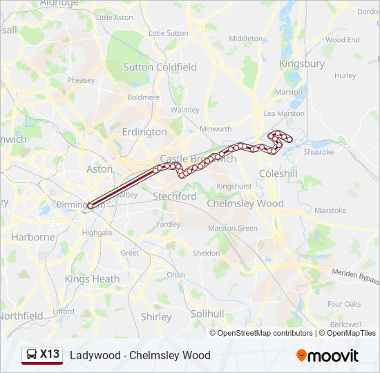 x13 Route: Schedules, Stops & Maps - Hams Hall (Updated)