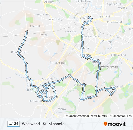 Bus 24 Route Map 24 Route: Schedules, Stops & Maps - Coventry (Updated)