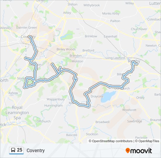 B Line Bus Timetable 25 Route: Schedules, Stops & Maps - Coventry (Updated)