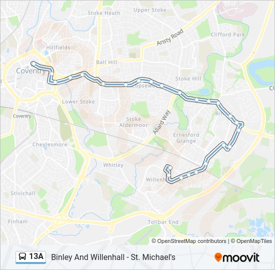 13a Route: Schedules, Stops & Maps - Willenhall (Updated)