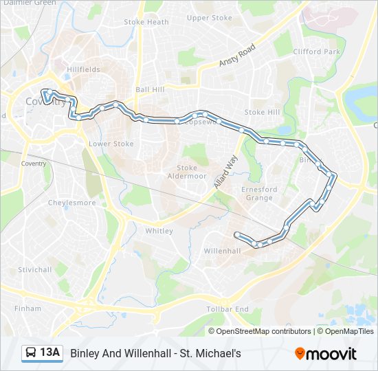 13A bus Line Map