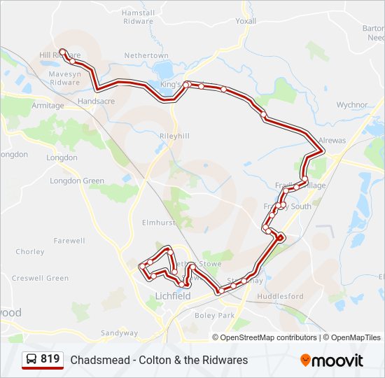 819 bus Line Map