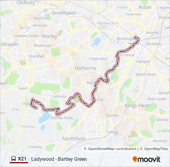 x21 Route: Schedules, Stops & Maps - Birmingham (Updated)