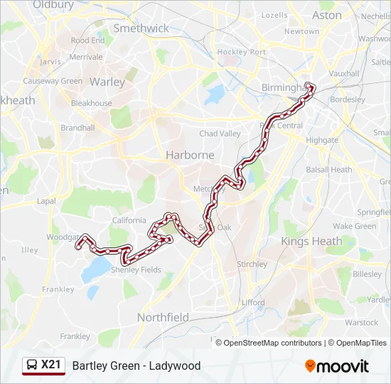 X21 Bus Line Map