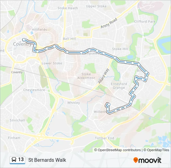 13 Bus Line Map