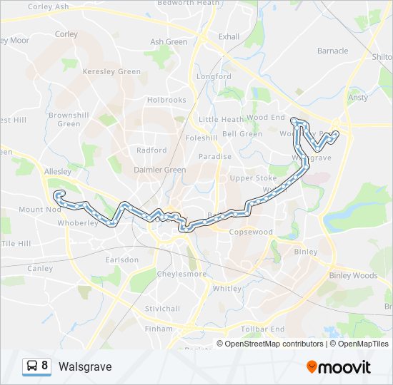 8 Route: Schedules, Stops & Maps - Walsgrave (Updated)