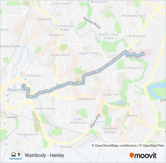 9 bus Line Map