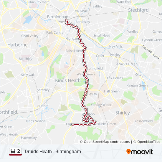 Bus 2 Route Map 2 Route: Schedules, Stops & Maps - Highters Heath (Updated)