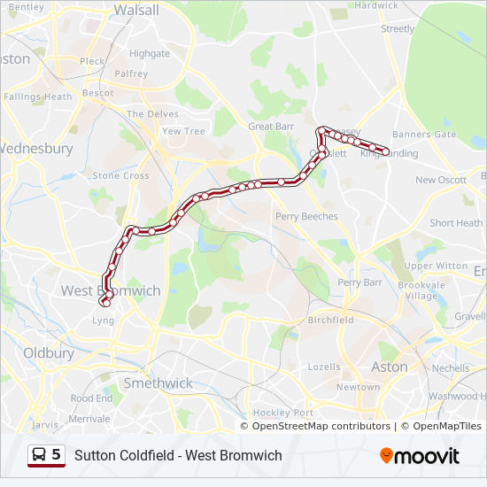 Bus 5 Route Map 5 Route: Schedules, Stops & Maps - Sutton Coldfield (Updated)