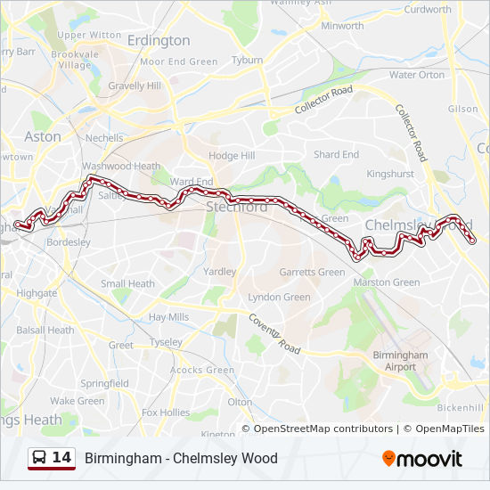 Bus 14 Route Map 14 Route: Schedules, Stops & Maps - Birmingham (Updated)