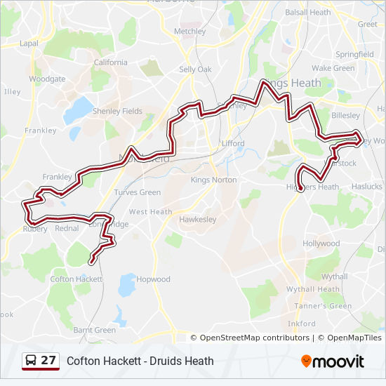 Bus 27 Route Map 27 Route: Schedules, Stops & Maps - Maypole (Updated)