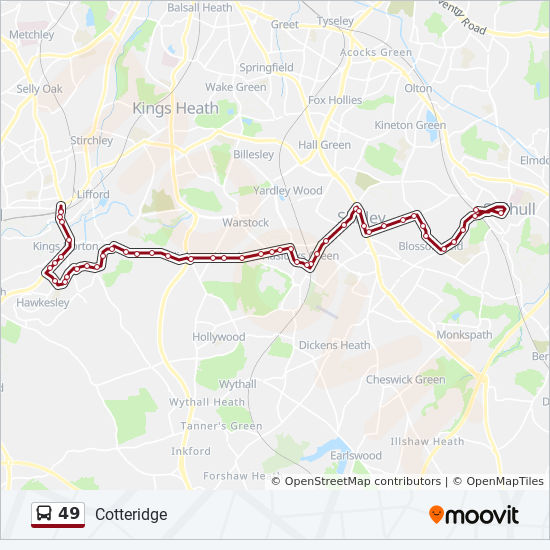 Bus 49 Route Map 49 Route: Schedules, Stops & Maps - Cotteridge (Updated)