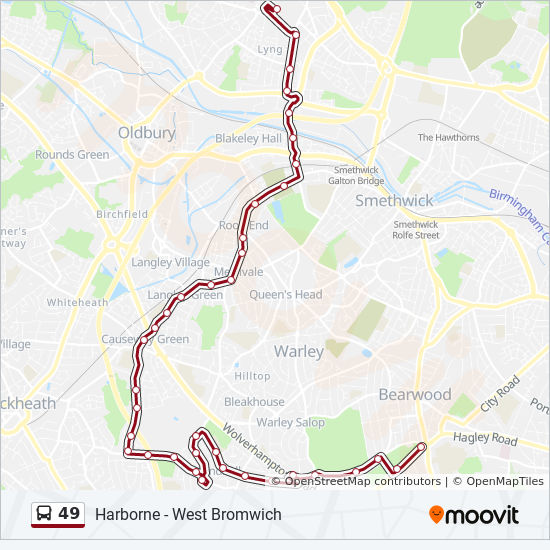 Bus 49 Route Map 49 Route: Schedules, Stops & Maps - Bearwood (Updated)