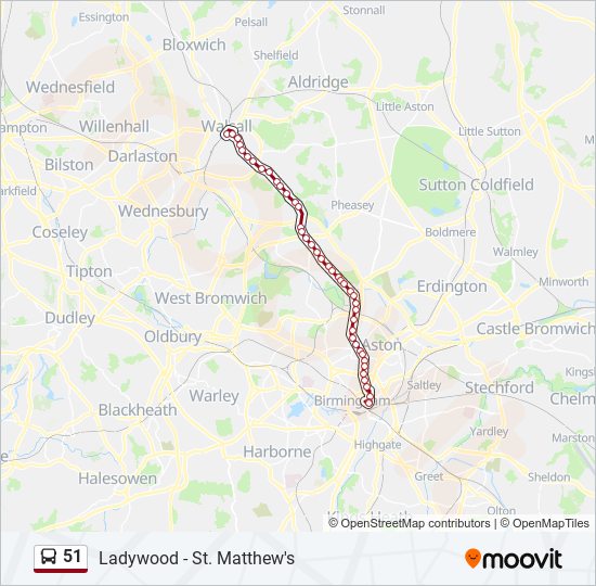 Bus 51 Route Map 51 Route: Schedules, Stops & Maps - Birmingham (Updated)