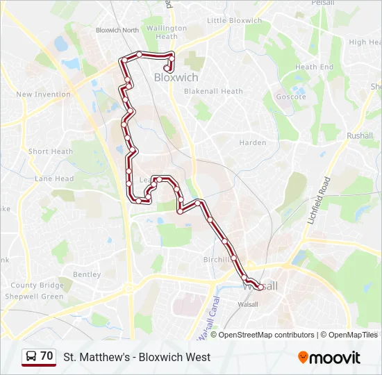 70 Bus Line Map