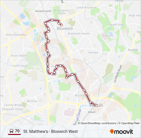 70 Bus Line Map