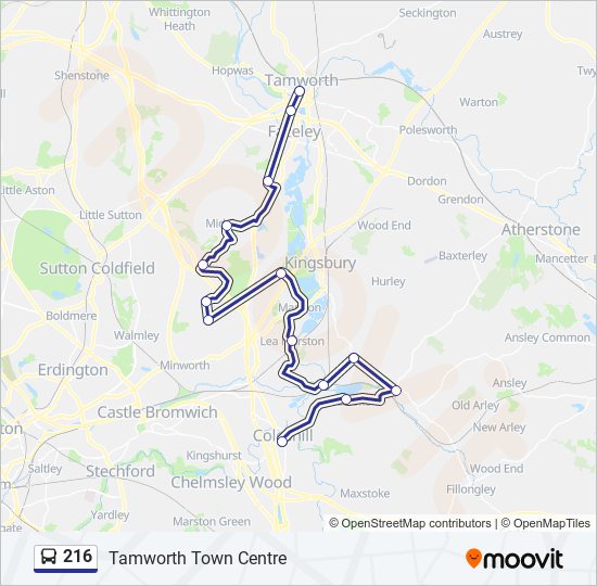 216 bus Line Map