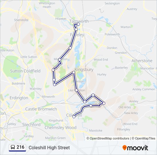 216 Bus Line Map