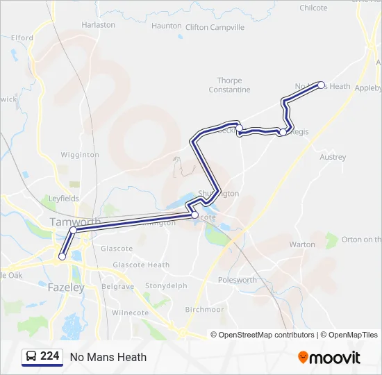 224 Route: Schedules, Stops & Maps - No Mans Heath (Updated)