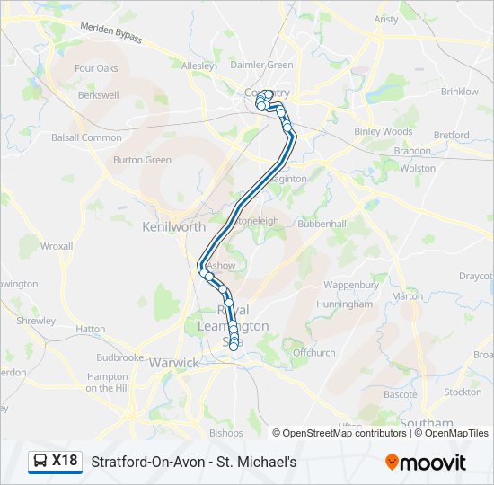X18 Bus Line Map