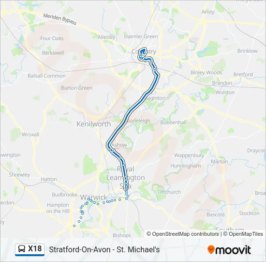 X18 Bus Line Map