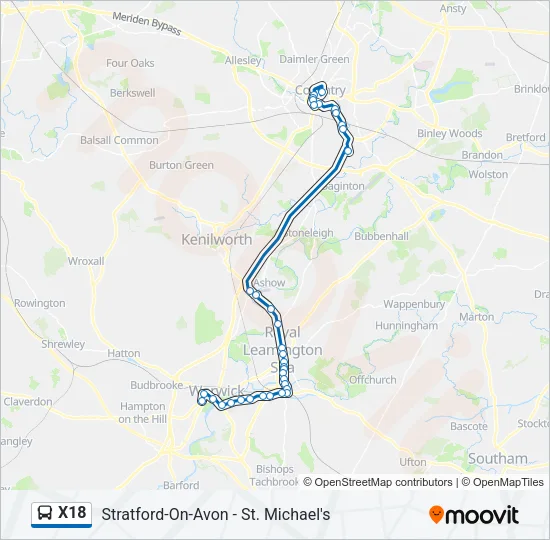 X18 Bus Line Map