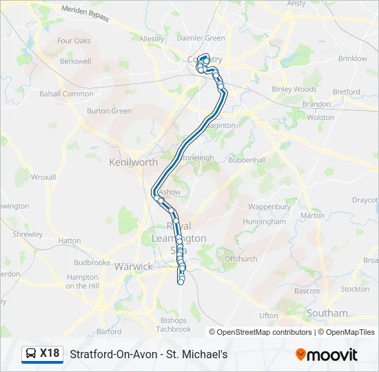 X18 Bus Line Map