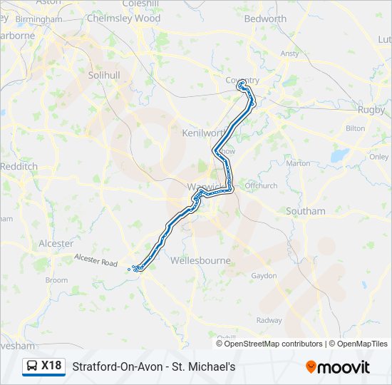 X18 Bus Line Map