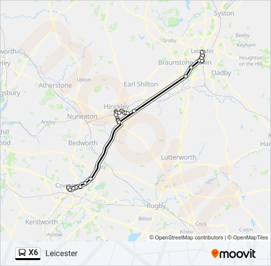 x6 Route Schedules, Stops & Maps Leicester (Updated) x6 Route Schedules, Stops & Maps Leicester (Updated)