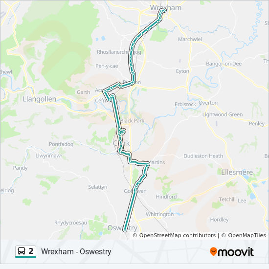 Bus 2 Route Map 2 Route: Schedules, Stops & Maps - Oswestry (Updated)